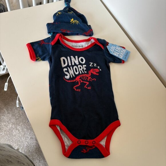 Little Blue House By Hatley Baby Body Suit & Hat Dinosaurs 12-18 months NEW Dino - Picture 2 of 10